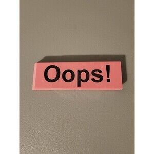 Oops ! Jumbo XXL Pink Eraser Erases Mistakes Funny School Big Large 5 1/2" New